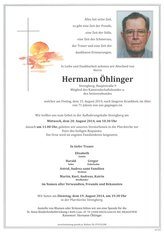 Hermann hlinger, verstorben am 15. August 2014