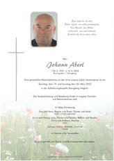 Johann Aberl, verstorben am 14. März 2022