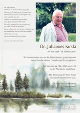 Dr. Johannes Kukla, verstorben am 28. Februar 2026