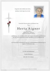 Herta Aigner, verstorben am 28. Februar 2017
