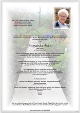 Franziska Auer, verstorben am 09. Mai 2020
