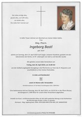 Mag. Pharm. Ingeborg Bastl, verstorben am 14. April 2019