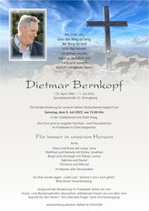 Dietmar Bernkopf, verstorben am 01. Juli 2022
