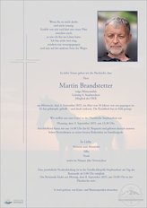 Martin Brandstetter, verstorben am 03. September 2025
