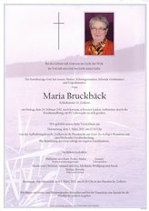 Maria Bruckbäck, verstorben am 24. Februar 2017