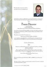 Franz Daurer, verstorben am 12. Oktober 2017