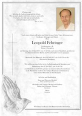 Leopold Fehringer, verstorben am 23. Juli 2017