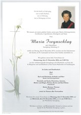 Maria Freynschlag, verstorben am 08. Dezember 2014