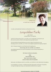 Leopoldine Fuchs, verstorben am 03. Juni 2021