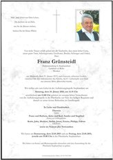 Franz Grünsteidl, verstorben am 21. Jänner 2015