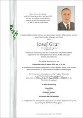 Josef Grurl, verstorben am 30. Juli 2020