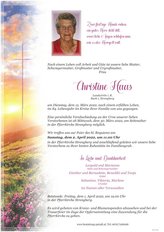 Christine Haas, verstorben am 15. März 2022