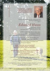 Eduard Haas, verstorben am 31. August 2021