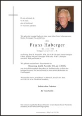 Franz Haberger, verstorben am 18. November 2016