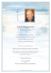 Adolf Hageneder, verstorben am 25. September 2016