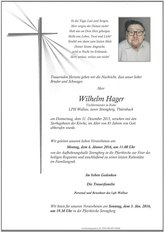 Wilhelm Hager, verstorben am 31. Dezember 2015