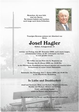 Josef Hagler, verstorben am 29. Dezember 2023