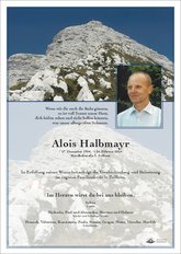 Alois Halbmayr, verstorben am 24. Februar 2026