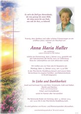 Anna Maria Haller, verstorben am 04. Jänner 2024