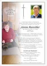 Aloisia Harreither, verstorben am 01. Oktober 2026