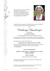 Notburga Hausberger, verstorben am 28. Juli 2019