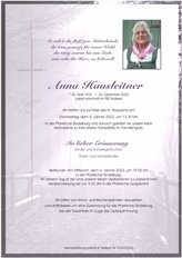 Anna Hausleitner, verstorben am 22. Dezember 2022