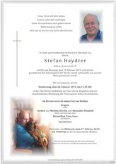Stefan Haydter, verstorben am 19. Februar 2019