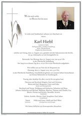 Karl Hiebl, verstorben am 27. August 2021