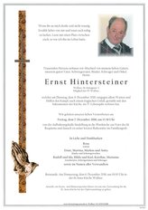 Ernst Hintersteiner, verstorben am 04. Dezember 2018