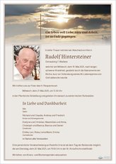 Rudolf Hintersteiner, verstorben am 14. Mai 2025