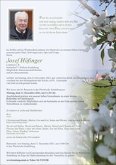 Josef Höfinger, verstorben am 21. November 2021
