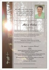 Maria Holzer, verstorben am 26. September 2022