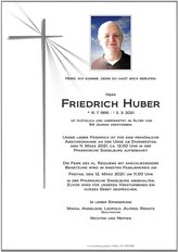 Friedrich Huber, verstorben am 02. März 2021