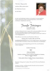 Josefa Jetzinger, verstorben am 20. Jänner 2016