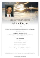 Johann Kastner, verstorben am 27. April 2018