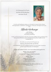 Elfrieda Kirchweger, verstorben am 13. Mai 2021