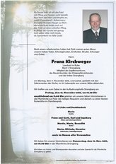 Franz Kirchweger, verstorben am 10. November 2015