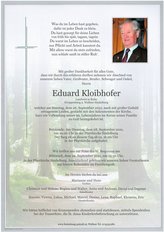 Eduard Kloibhofer, verstorben am 26. September 2021