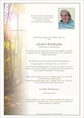 Johann Kloibhofer, verstorben am 29. September 2023