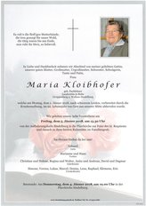 Maria Kloibhofer, verstorben am 01. Jänner 2018