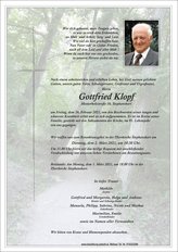 Gottfried Klopf, verstorben am 26. Februar 2021