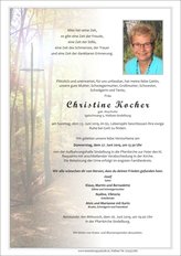 Christine Kocher, verstorben am 23. Juni 2019