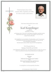 Karl Kopplinger, verstorben am 15. Mai 2021