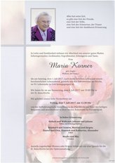 Maria Korner, verstorben am 01. Juli 2017
