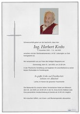 Ing. Herbert Krebs, verstorben am 21. Juli 2025