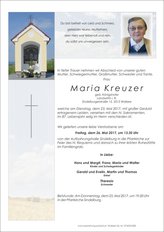 Maria Kreuzer, verstorben am 23. Mai 2017