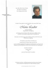 Maria Laaber, verstorben am 11. Februar 2018