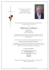 Maria Lehner, verstorben am 03. Februar 2018