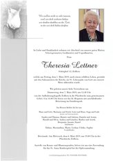 Theresia Lettner, verstorben am 01. März 2019