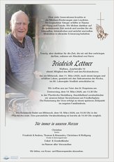 Friedrich Lettner, verstorben am 11. M�rz 2026